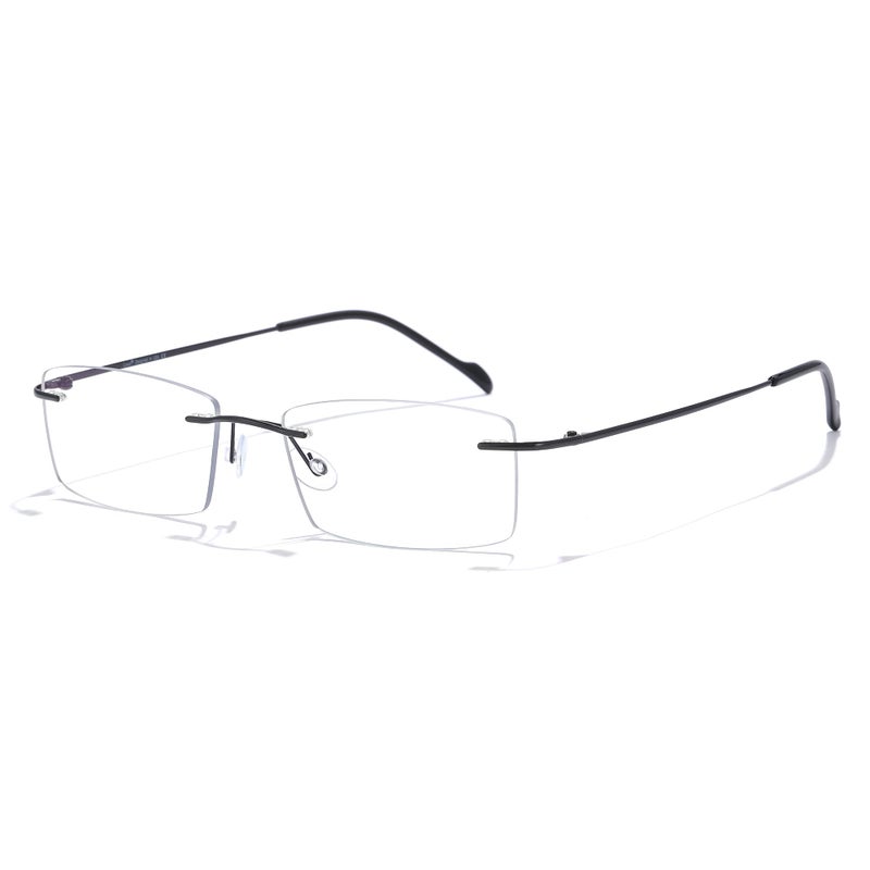 Cyxus Titanium Small Rectangle Blue Light Glasses for Men Blue Light Blocking Eyewear Ultra Light Anti Eye Strain Rimless Eyeglasses Reduce Headache